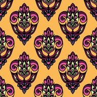 Festive Summer Vector Damask Flower Seamless Pattern