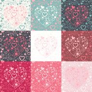 vector set of seamless pattern with colorful hearts