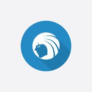 Beauty girl face Flat Blue Simple Icon with long shadow