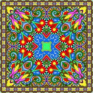 Traditional ornamental floral paisley bandanna Square ornament N16