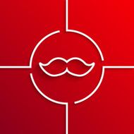 Vector modern white circle icon on red background N5