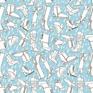 Females shoes boots rain seamless pattern Outline Sketchy