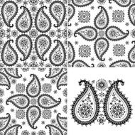 Winter Paisley seamless pattern set Silhouette lace