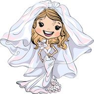 Vector Beautiful fashionable girl bride in her wedding dress N3