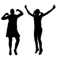 Vector silhouette of women N44
