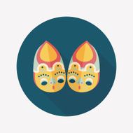 Embroidered shoes flat icon with long shadow eps10 N12