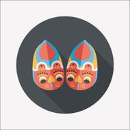 Embroidered shoes flat icon with long shadow eps10 N13
