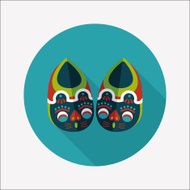 Embroidered shoes flat icon with long shadow eps10 N14