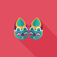 Embroidered shoes flat icon with long shadow eps10 N16