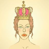 Sketch cute woman in crown