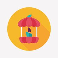 pumpkin candle flat icon with long shadow eps10 N14