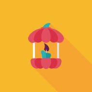 pumpkin candle flat icon with long shadow eps10 N18