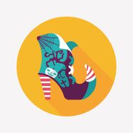 Halloween boot flat icon wtih long shadow eps10 N6
