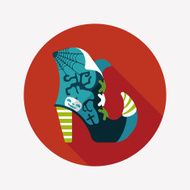 Halloween boot flat icon wtih long shadow eps10 N7