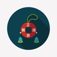 Chinese New Year Ancient coins lucky pendant flat icon eps10 N15