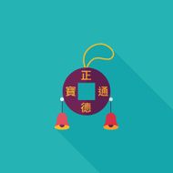 Chinese New Year Ancient coins lucky pendant flat icon eps10 N16