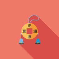Chinese New Year Ancient coins lucky pendant flat icon eps10 N17