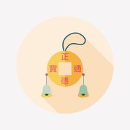 Chinese New Year Ancient coins lucky pendant flat icon eps10 N18