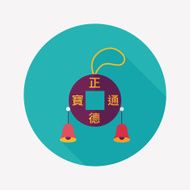Chinese New Year Ancient coins lucky pendant flat icon eps10 N19