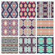 set of different seamless colored vintage geometric pattern tex N3