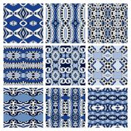 set of different seamless colored vintage geometric pattern tex N8