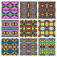 set of different seamless colored vintage geometric pattern tex N10