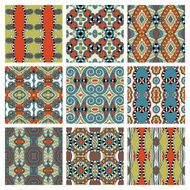 set of different seamless colored vintage geometric pattern tex N14