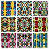 set of different seamless colored vintage geometric pattern tex N15