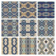 set of different seamless colored vintage geometric pattern tex N18