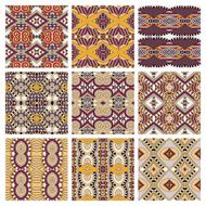 set of different seamless colored vintage geometric pattern tex N19