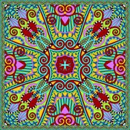silk neck scarf or kerchief square pattern design in ukrainian N17
