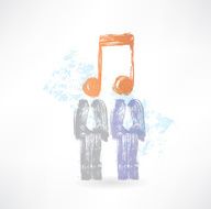 two men with notes instead of heads