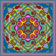 silk neck scarf or kerchief square pattern design in ukrainian N34