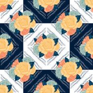 Vector seamless retro flowers pattern with roses