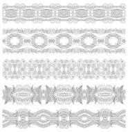 collection of seamless ornamental floral stripes black and whit N2