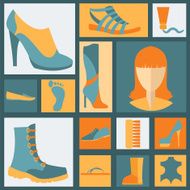 Footwear elements icons set Easily edited