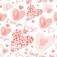 Font greeting card with hearts on aged background
