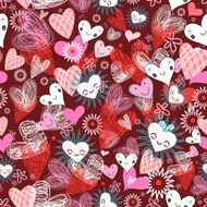 Font greeting card with hearts on aged background N5