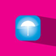 umbrella button icon flat vector illustration eps10