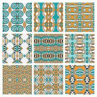 set of different seamless colored vintage geometric pattern tex N26