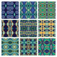set of different seamless colored vintage geometric pattern tex N28