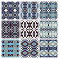 set of different seamless colored vintage geometric pattern tex N32