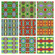 set of different seamless colored vintage geometric pattern tex N34