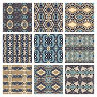 set of different seamless colored vintage geometric pattern tex N35