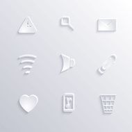 Modern paper icon set vector collection with long shadow for