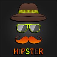 Retro hipster mustache glasses and hat poster