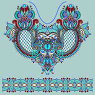 Neckline ornate floral paisley embroidery fashion design N12