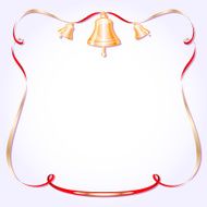 retro frame with ribbon and bells vector illustration