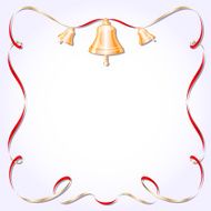 retro frame with ribbon and bells vector illustration N4