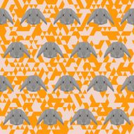Polygonal abstract rabbit seamless pattern geometric background